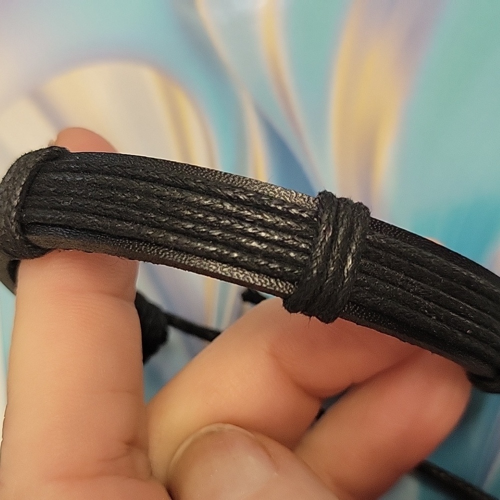 Black Leather 7" Bracelet Adjustable